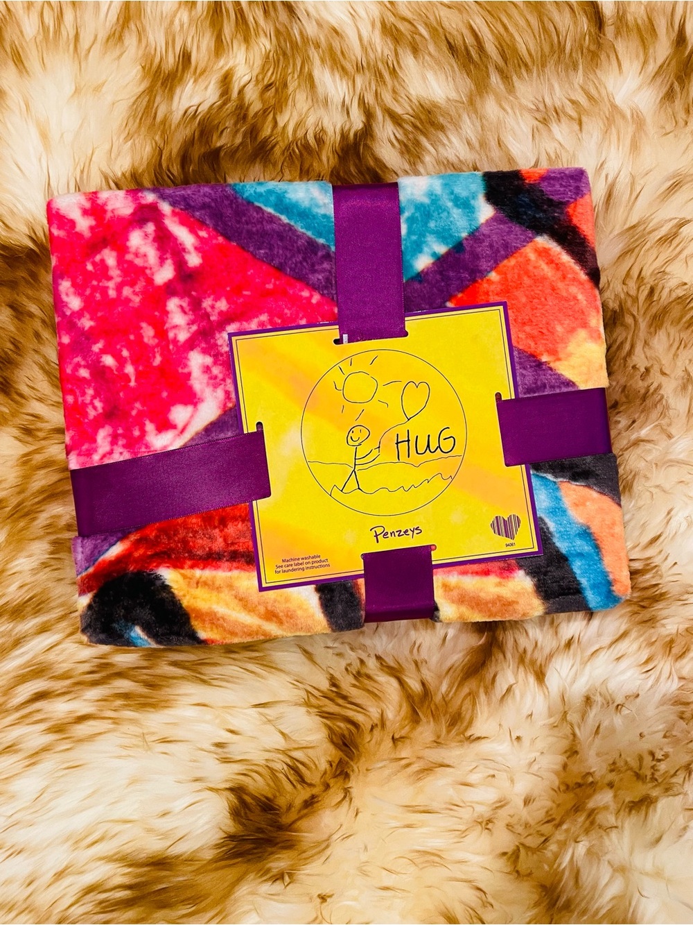 Penzeys Tie Dye Hug Blanket Fleece Throw Colorful Soft Cozy Plush